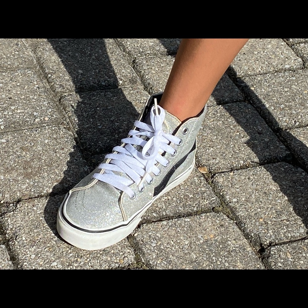 Vans sparkly silver beautiful hi top size 6.5 - Picture 10 of 11